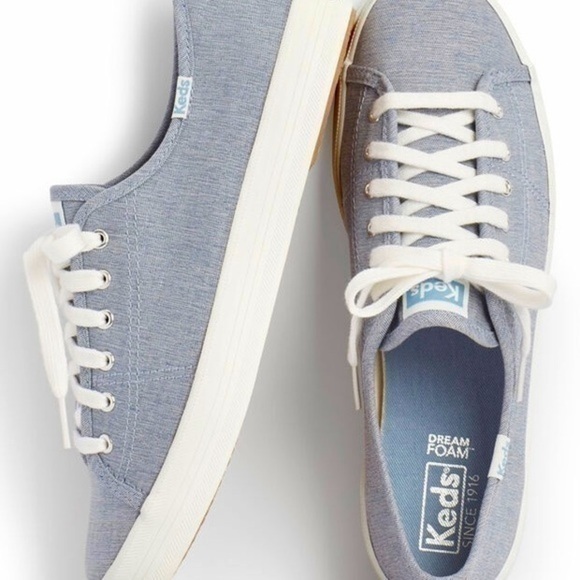 Keds Blue Kickstart Chambray Sneakers - Picture 2 of 7